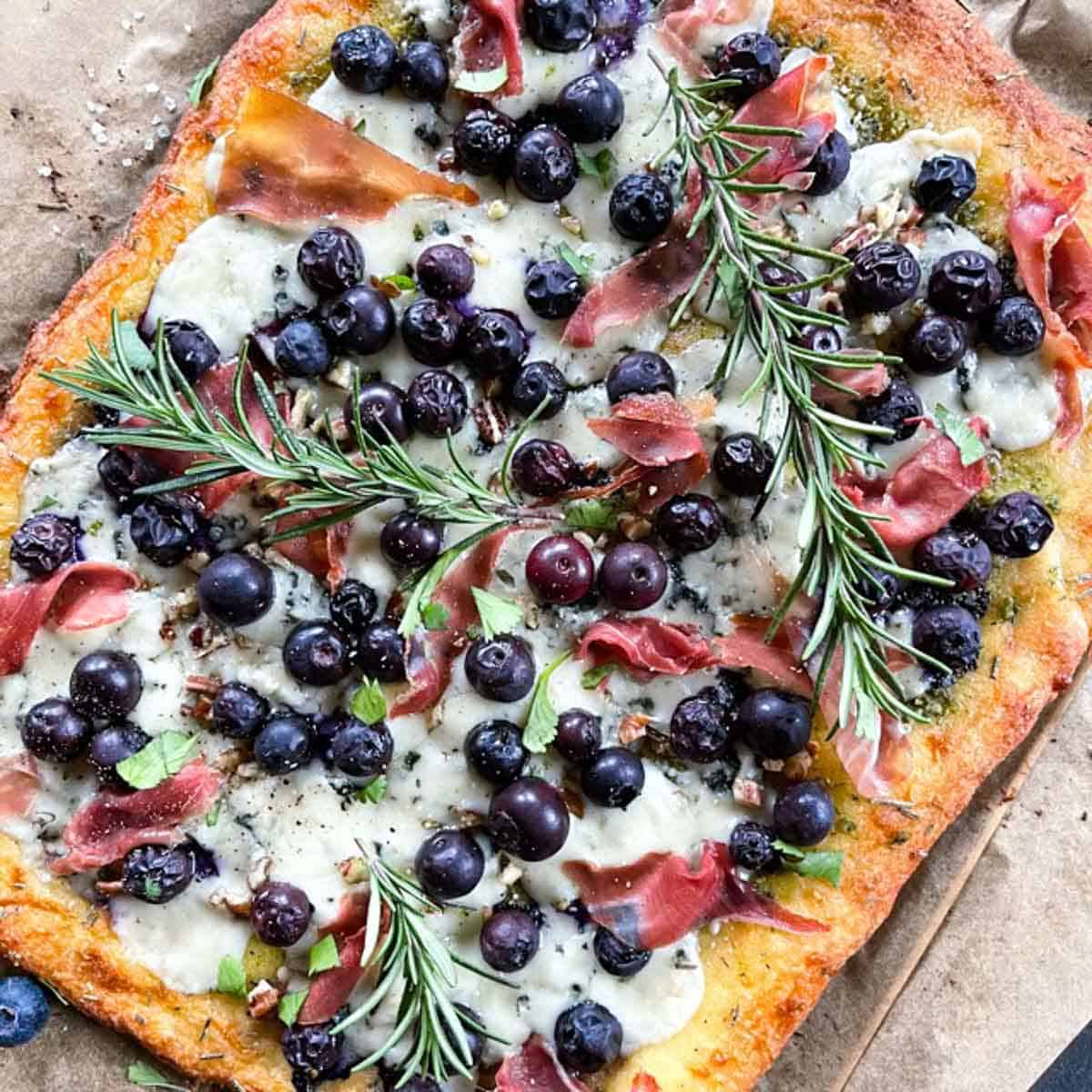 Savory Blueberry Pizza with Prosciutto and Rad Foodie