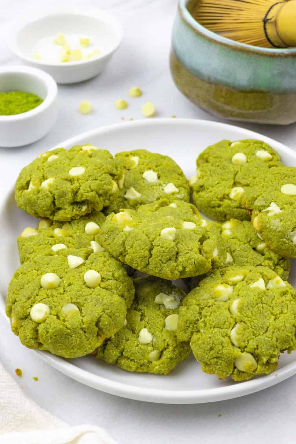 Matcha White Chocolate Cookies with Almond Flour
