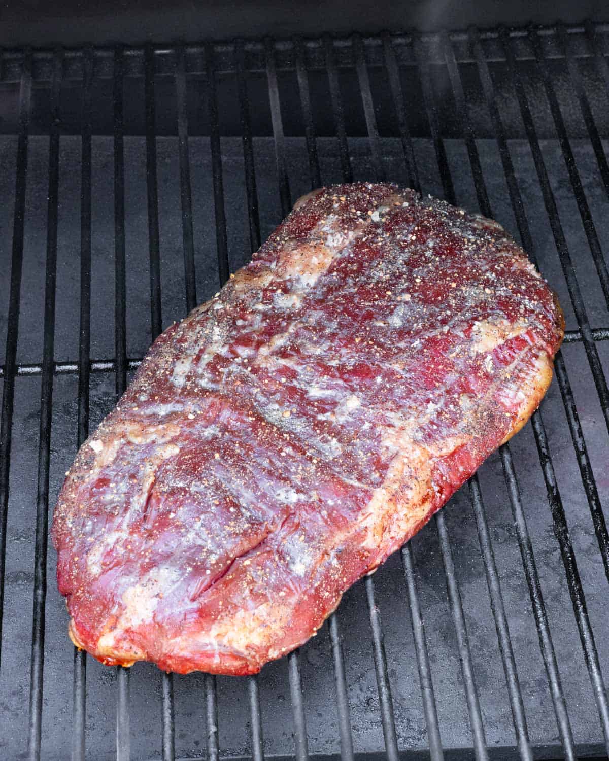 Smoked steak, back on the grill to reverse sear.