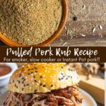Pulled pork sandwich on a sesame bun with pork using the best rub for pulled pork.