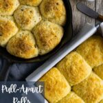 Baked rolls in cast iron and square baking pan.