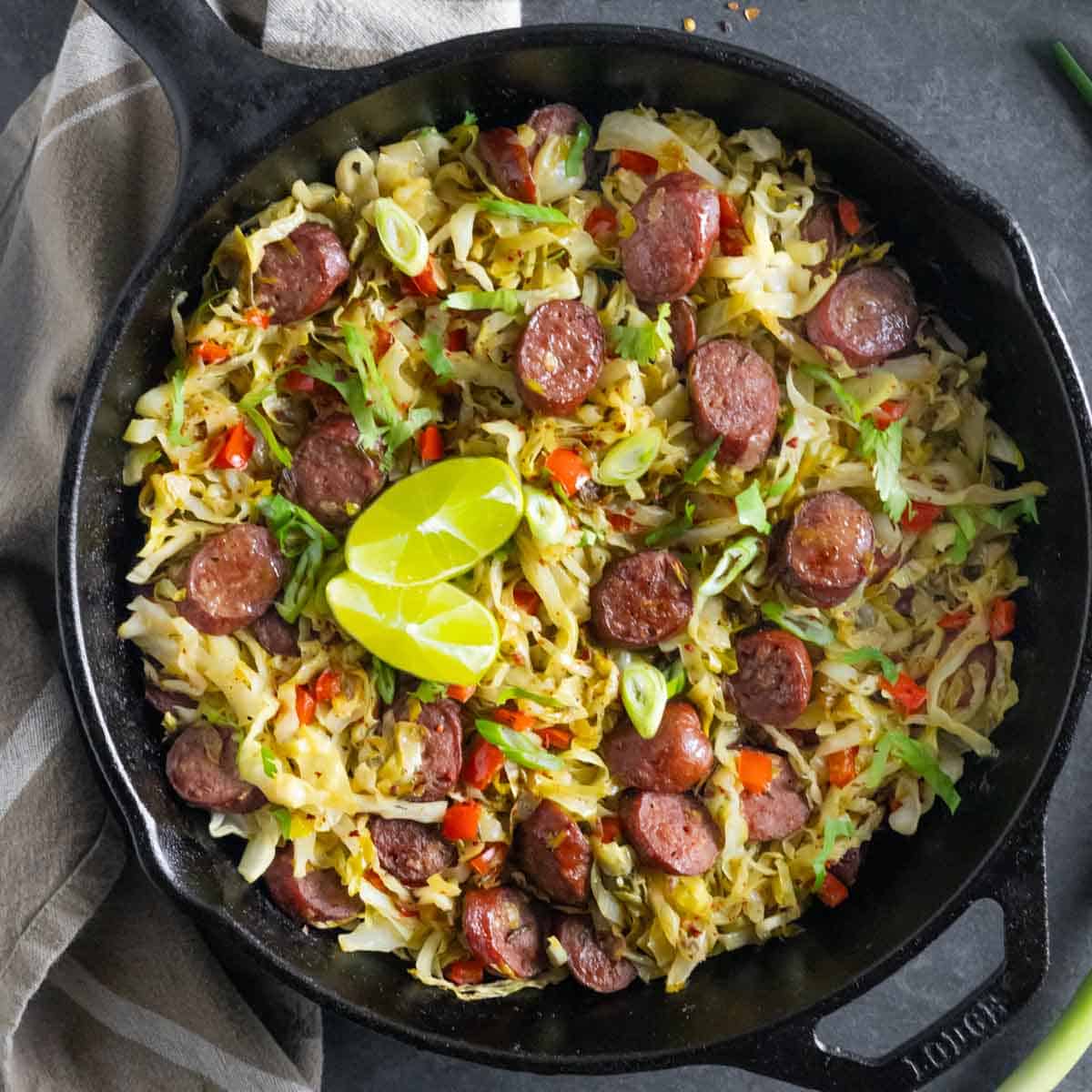 Fried Cabbage with Sausage