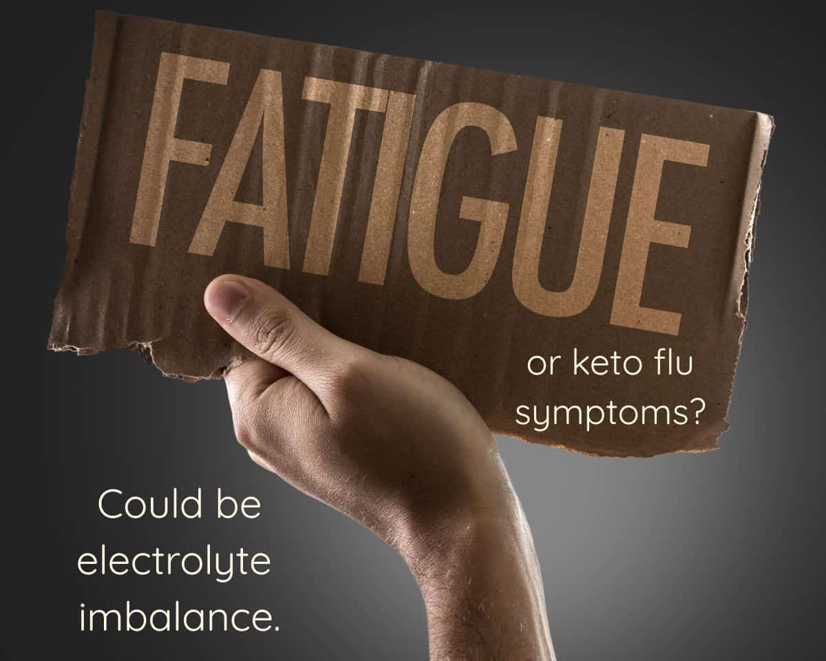 Hand holding up a sign that says fatigue